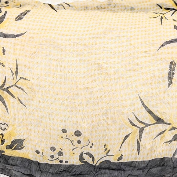 Yuki Torii Silk Yellow Black Floral Plant Scarf - Picture 4 of 4
